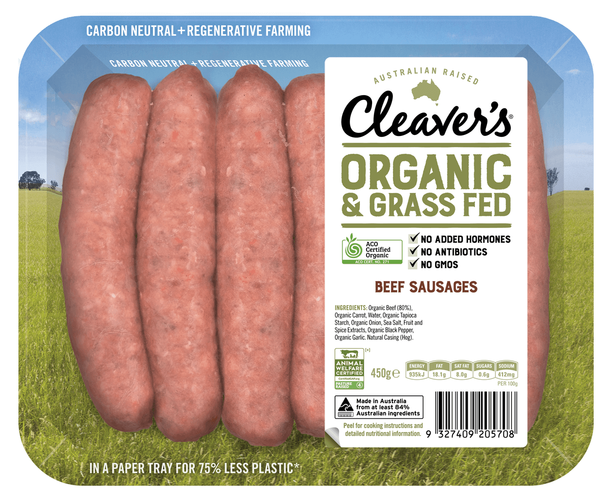 Organic Beef Sausages Cleaver's Organic